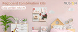Deli Pink 4pcs Pegboard Combination Kits, Easy Storge, Free & Easy to Assemble, Two Installation Methods
