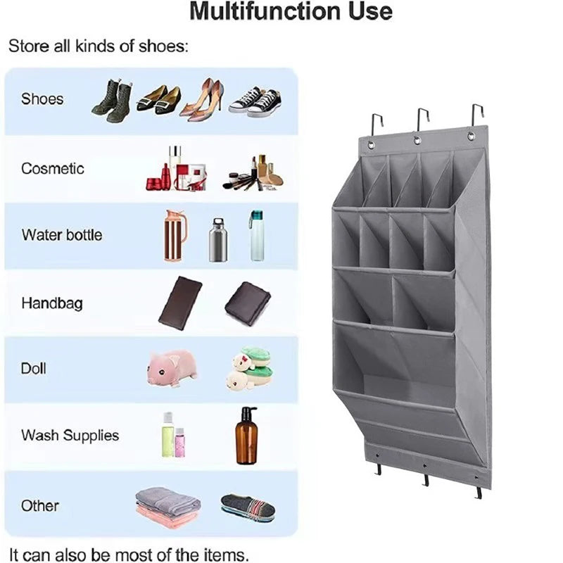 Multi-pockets Wall Storage Bag Large Over Door Hanging Shoe Organiser Behind Doors with 4 Metal Hooks Shoes Rack Storage Bags