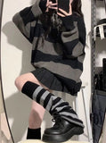 Striped Contrasting Sweater Women's Long Sleeve Knitted Sweatshirt Korean Fashion Streetwear Pullover Autumn New Casual Jumper