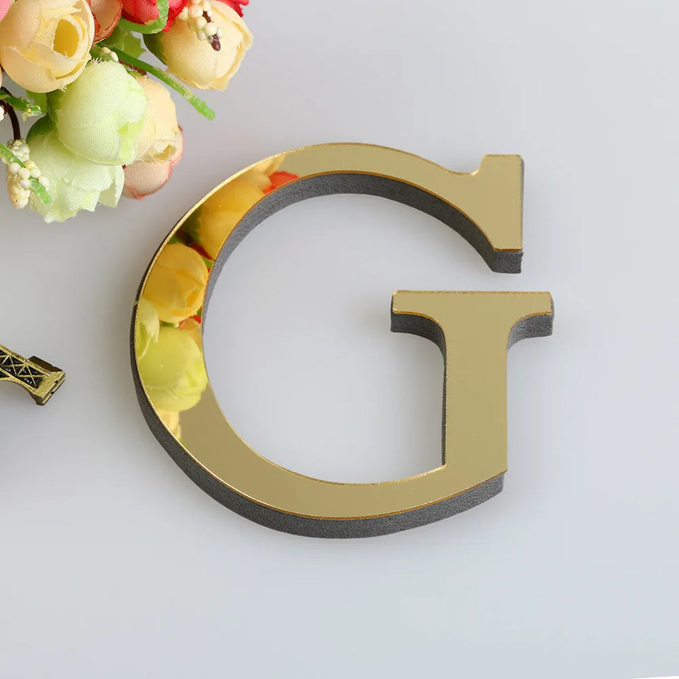 10CM 26 English Letters Wall Sticker 3D Mirror Acrylic Gold Wall Sticker Decals Self-Adhesive Home Party Decor Wall Art Mural