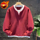 Male Sweatshirt No Logo Overfit Y2k Vintage Loose Clothing Deals Welcome Deal Cheap Luxury Cotton Men's Pullover Fake Two Piece