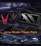 All-in-One Car Jump Starter and Air Compressor, 1200A 150PSI 12V Auto Tire Inflator with Power Bank, Emergency Kit