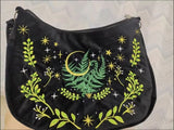 Dark Gothic Witch Plant Embroidered Flannel Shoulder Underarm Bag, Vintage Large Capacity Crossbody Bag,  Bags for Women