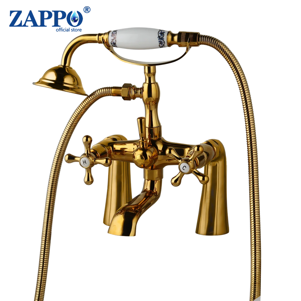 ZAPPO Bathtub Faucet Vintage Telephone Style with Dual Handles Deck mounted bathtub Faucet set Hot and Cold Water Mixer Tap