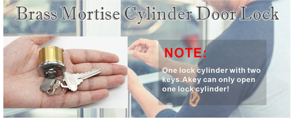 2Pcs Brass Mortise Cylinder Locks with 2 SC1 Keyway Keys fit Standard Commercial Door Replacement Lock (1 1/8" Inch)