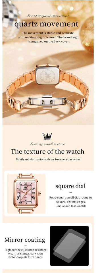 OLEVS 5641 Ladies Watch Fashion Luxury Original  Square Quartz Watch Waterproof Luminous Automatic Date Watches For Woman Gifts