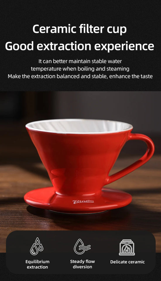 BINCOO Pour Over Coffee Dripper Set 400ml Glass Sharing Pot Funnel Drip Coffee Maker Hand Brew Cup Coffee With V01 Filter Paper