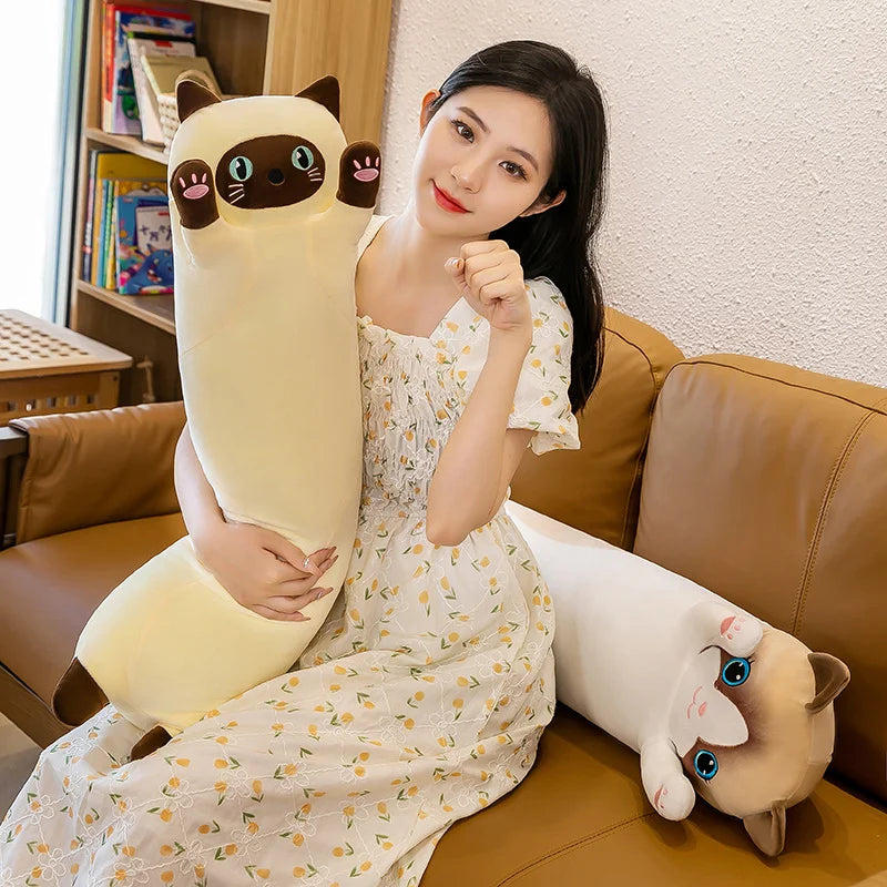 15 Styles 50-150cm Long Cat Plush Toys Stuffed Soft Pause Office Dog Doll Bed Sleepping Pillow Home Decor Birthday Girls Gifts