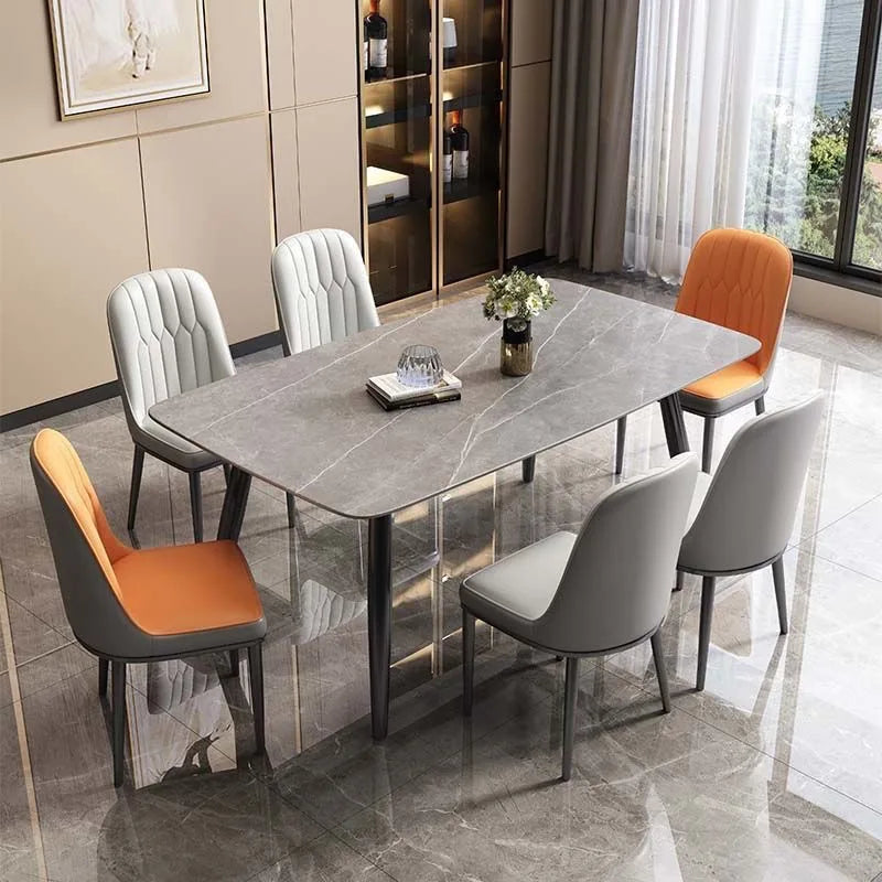 Decorative Furniture Luxury Modern Cheap Marble Stone Metal Restaurant Kitchen Hotel Use Elegant Dining Table Set