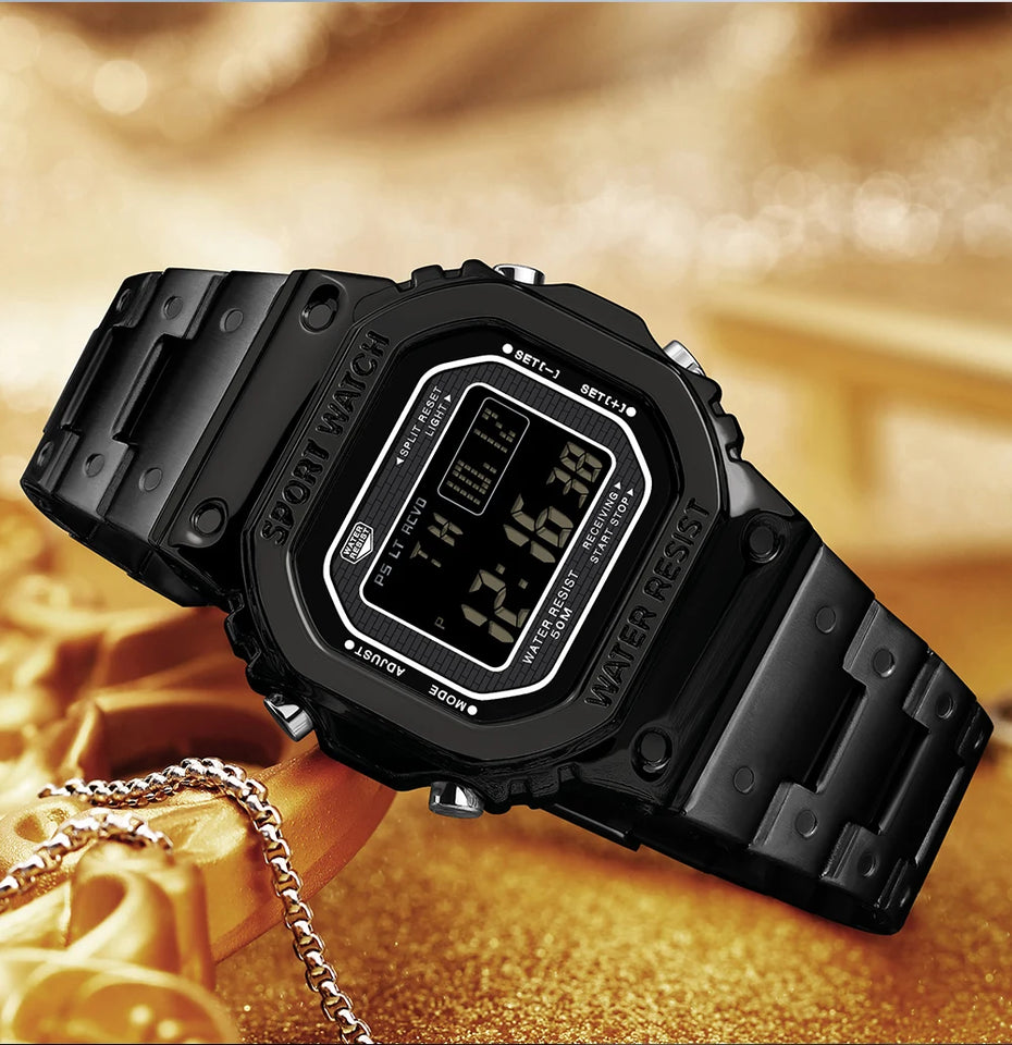 SANDA 2162 Men's Electronic Digital Watch Countdown LED Electronic Night Light Sports Waterproof Men's Electronic Watch