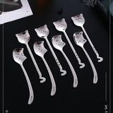 Funny Cat Spoons Cute Cartoon Meow Teaspoons for Coffee Dessert Cake Long Tail Spoon Birthday Gift Kitchen Tableware Accessories