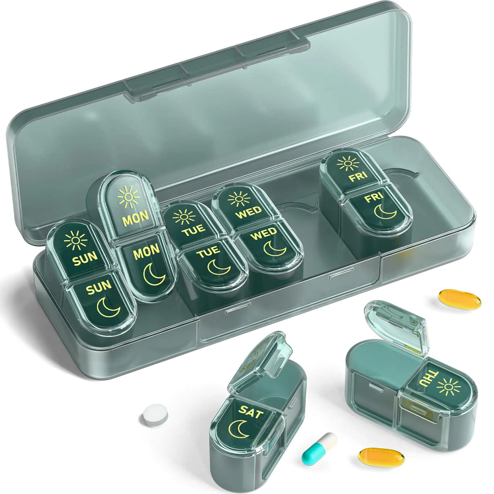 Pill Organizer, Pill Box 7 Day Am & Pm Pill Organizer 7 Days,Weekly Pill Case 2 Times a Day,Medicine Organizer for Travel