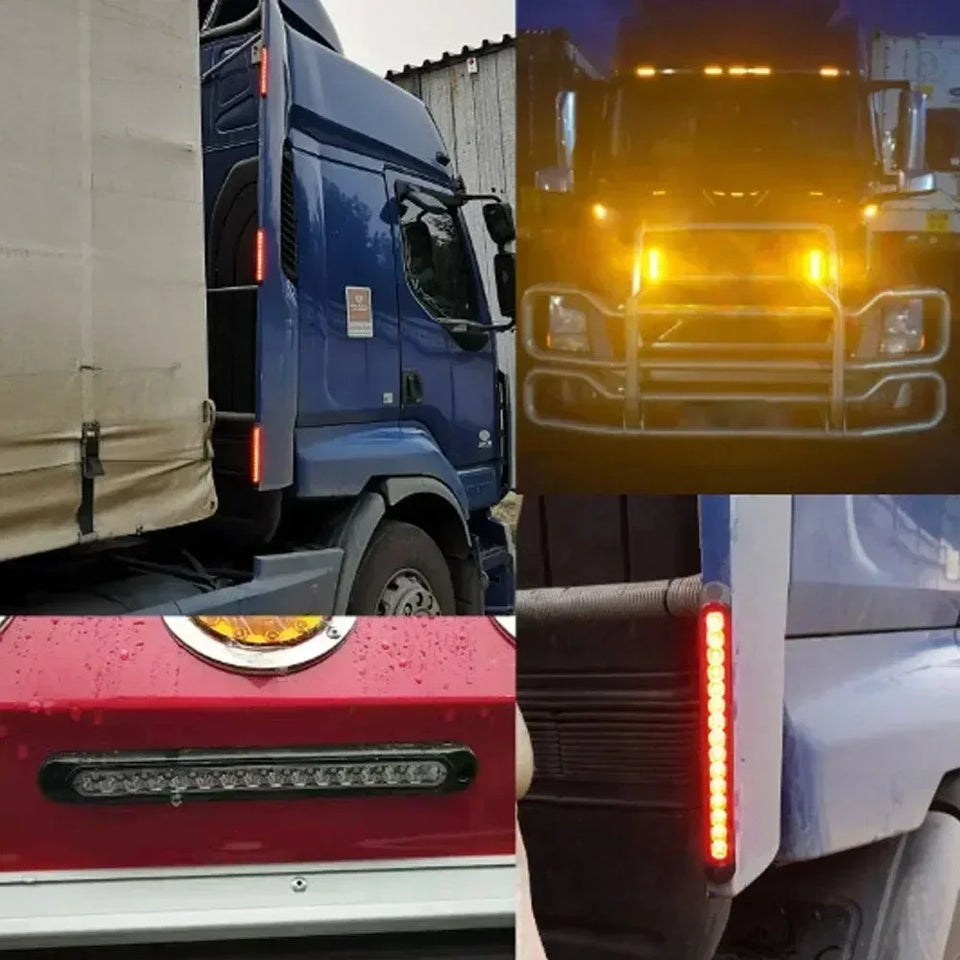 2pcs 15-LED Third Brake Light Assembly, 12V/24V Multi-Position Rear Warning Lamp for Truck Trailer Commercial Vehicles