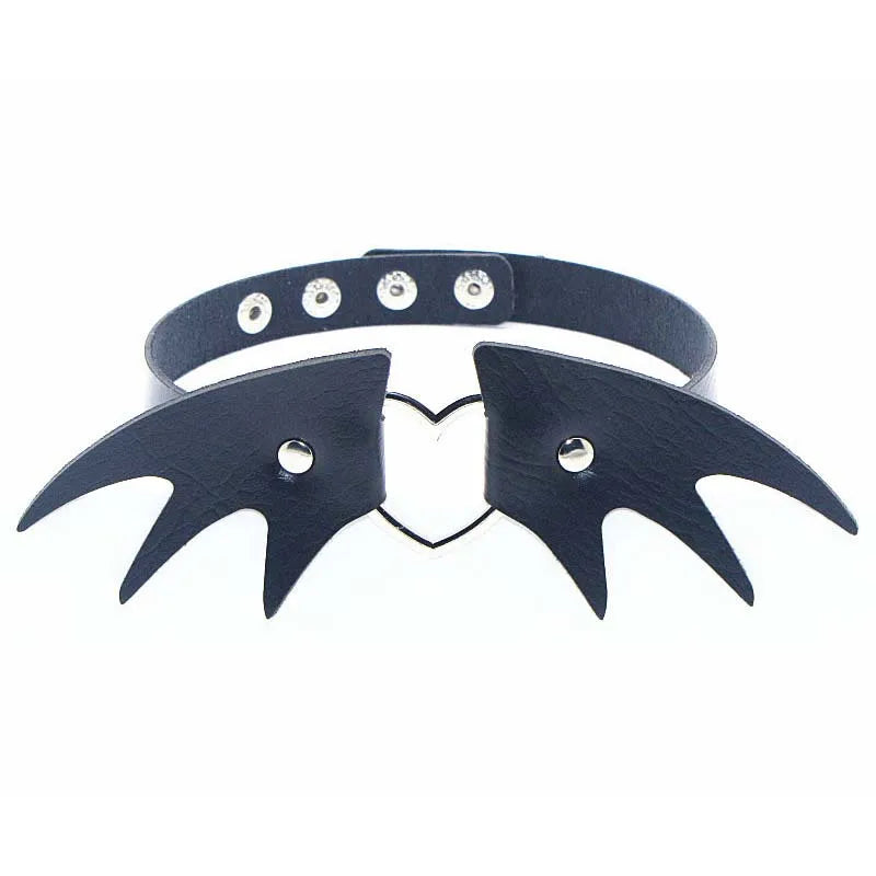 Woman Black Punk Choker Collar Necklace Sexy PU Leather Heart Lock Key Spike Chocker Gothic Cosplay Accessories Party Jewelry