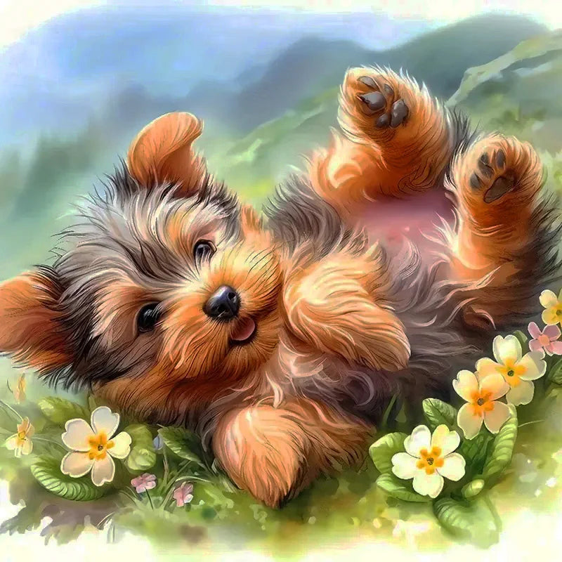 Huacan New Arrivals Diamond Painting Animal Dog Diy Full 5d Mosaic Flower Rhinestone Pictures at Home Decor Craft Kit