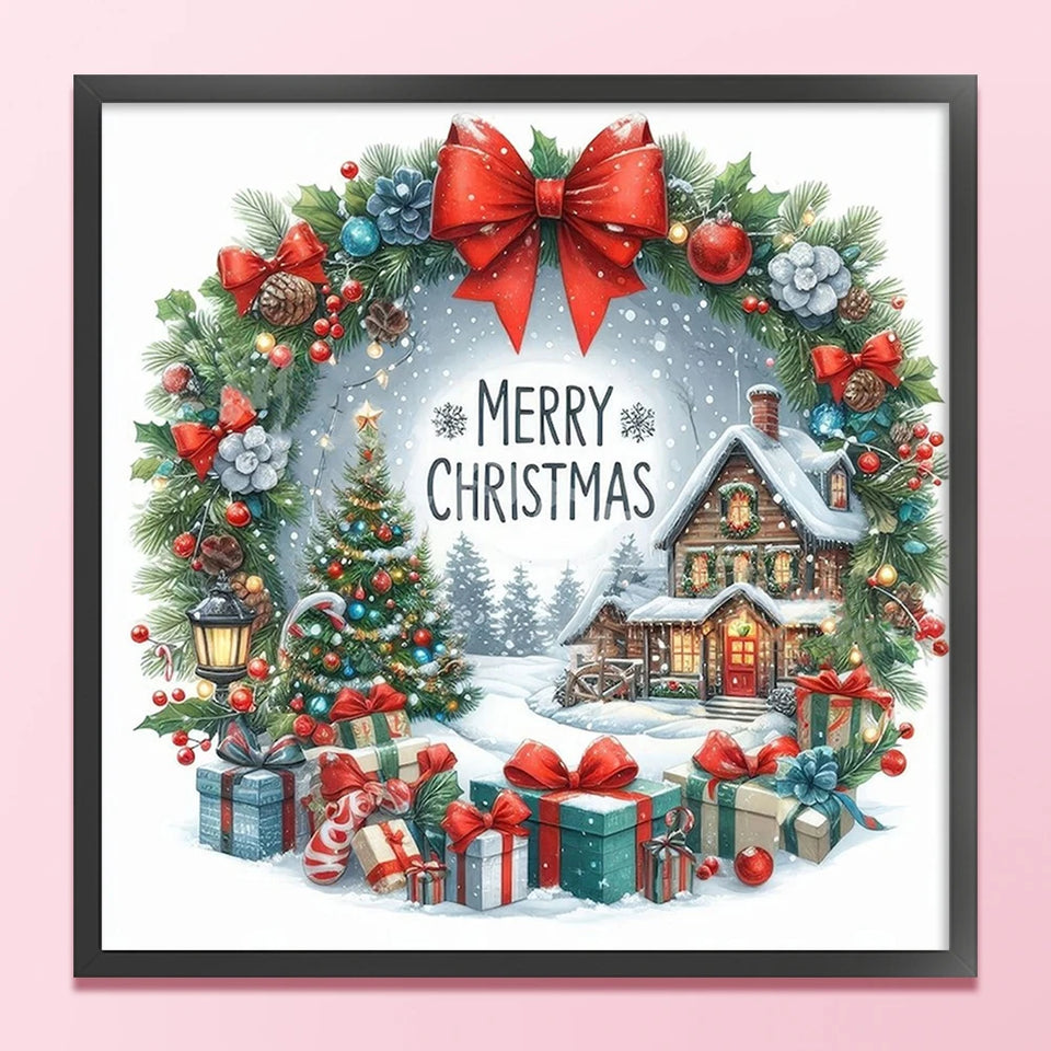 Full Embroidery Eco-cotton Thread 14CT Counted Christmas House Cross Stitch Kit