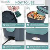 1.5L Electric Lunch Box – Portable Food Warmer for Office & Car, 304 SS Inner Pot, 60W Efficient