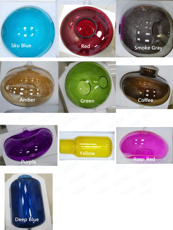 Modern Restaurant Chandelier Light Blown Colorful Glass  Lampshade Glass Ceiling Hanging Lamps Living Room Coffee Room Office