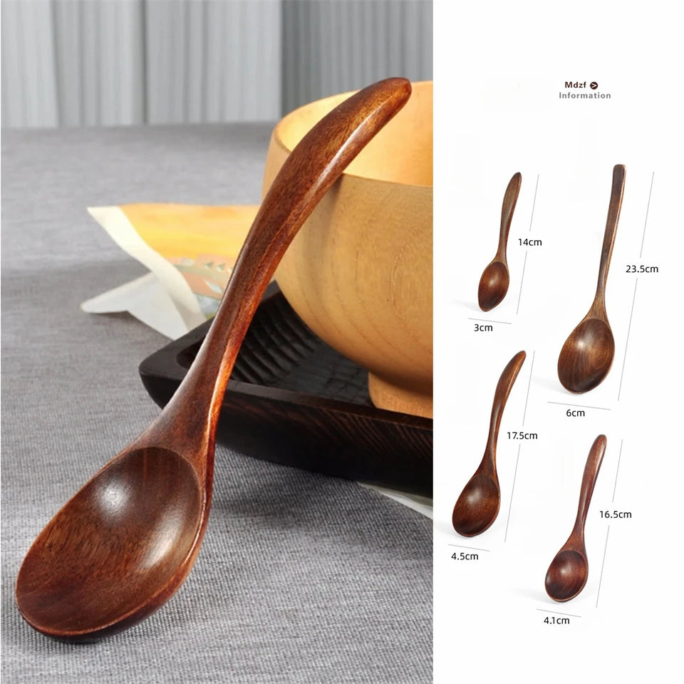 Japanese Wooden Spoon Wood Tableware Spoon Anti-Scald Tea Coffee Stirring Spoons Cooking Utensils for Kitchen Tool Soup Teaspoon