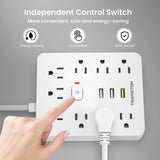 5-Foot  power strip Power Outlet with Surge Protector, 9 ac, 3 USB Ports, Extension Cord, Quick Charge, for Home and Office