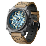 FeelNever Creative Automatic Movement Men's Watches Hollow Fashion Casual Sport Military Leather Waterproof Mechanical Watch+Box