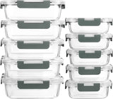 10-Pack Glass Meal Prep Containers with Lids, Airtight Food Storage for Microwave, Oven, Freezer & Dishwasher