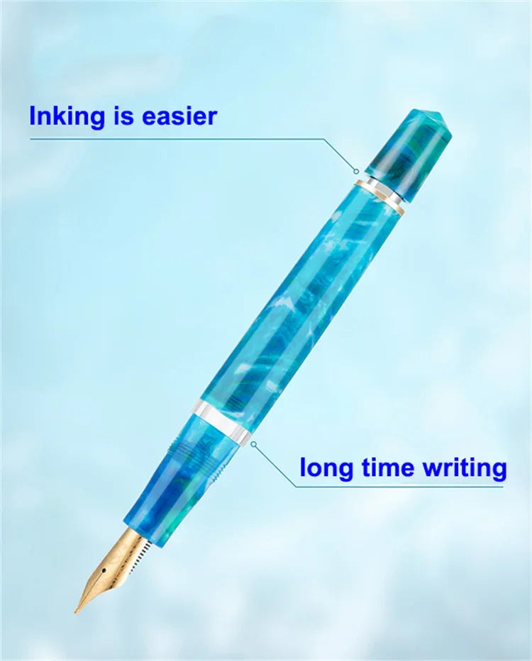 Smooth Asvine P20 Piston Filling Fountain Pen Acrylic Beautiful Patterns EF/F/M Nib with Golden Clip Writing Office Gift Box Pen
