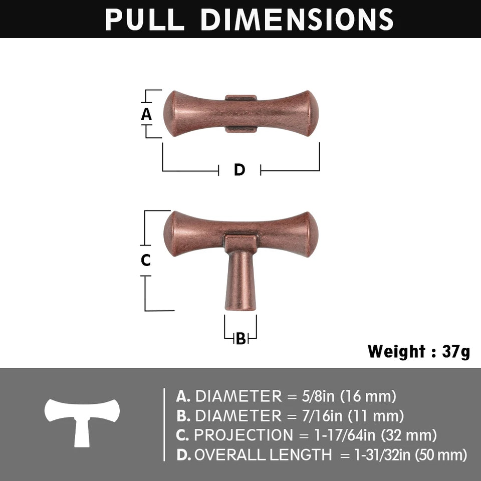 Goo-Ki Antique Brass Stainless Steel Cabinet Handles T Bar Knobs Modern Drawer Pulls for Kitchen Cabinet Hardware for Bedroom