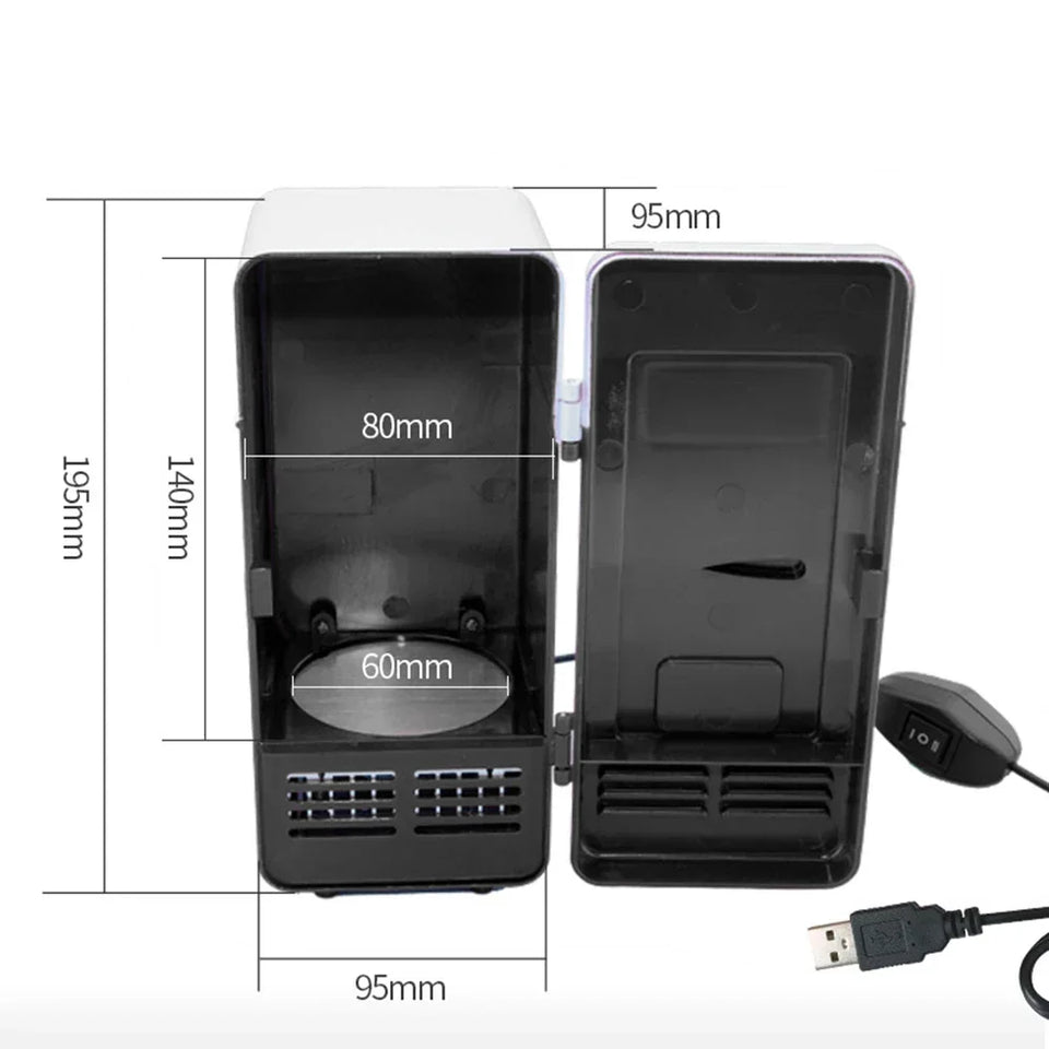 Mini USB Fridge Portable Cooler Beverage Drink Cans Cooler / Warmer Refrigerator for Car Laptop PC Computer Black Red Color 2024