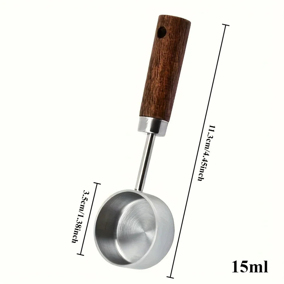 15ml Wooden Coffee Scoop Stainless Steel Long Handle Measuring Spoon for Coffee Tablespoon Kitchen Tool Cafe Decoration