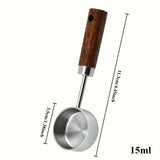 15ml Wooden Coffee Scoop Stainless Steel Long Handle Measuring Spoon for Coffee Tablespoon Kitchen Tool Cafe Decoration