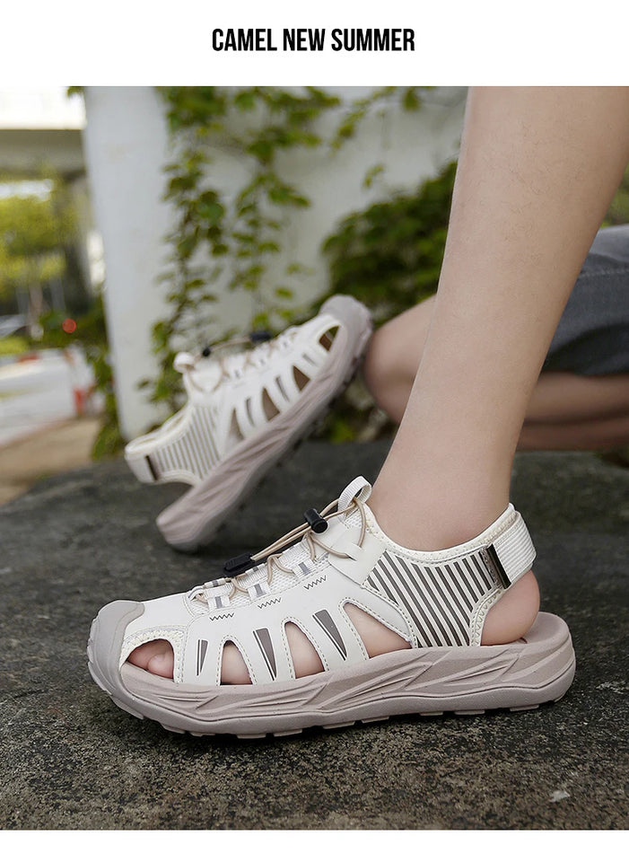 Summer Men's Sandals Beach Shoes Handmade Breathable Design Wading Casual Beach Shoes Lightweight Soft Bottom Outdoor Sandals