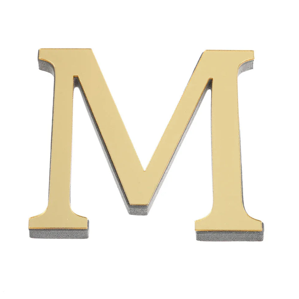 10CM 26 English Letters Wall Sticker 3D Mirror Acrylic Gold Wall Sticker Decals Self-Adhesive Home Party Decor Wall Art Mural