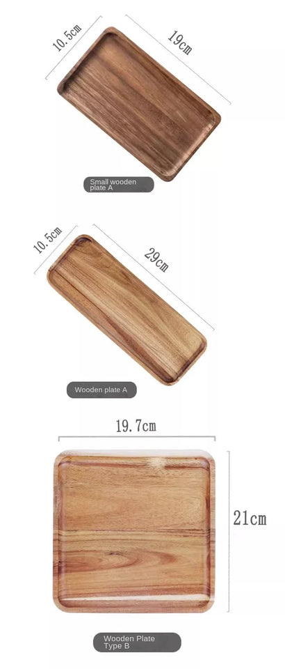 Acacia Wood Coffee Tray Rectangular Food Cup Trays Decorative Wood Plate Dessert Candy Acacia Wood Gongfu Tea Tray