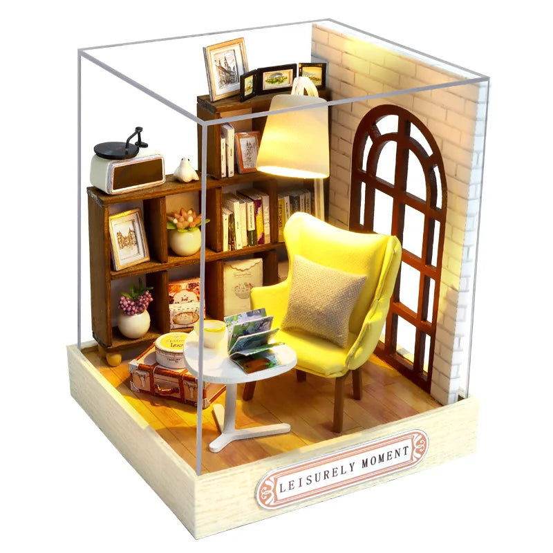 Coffee Shop Wooden Mini Doll House DIY Small House Kit Making And Assembling Room Models Toys For Kid Birthday Gifts Dollhouse