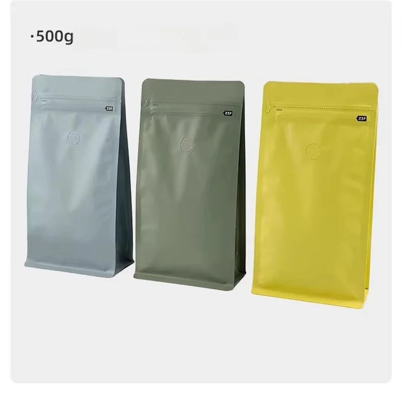 StoBag 20pcs 250g Color Matte Coffee Beans Bag Packaging with Valve Aluminum Sealed for Powder Nuts Storage Reusable Pouches