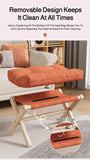 Solid Wood Shoe Changing Stool Footstool Sofa Rest Footstool, Folding Low Stool for The Entryway, Cotton-filled Cushion Stool