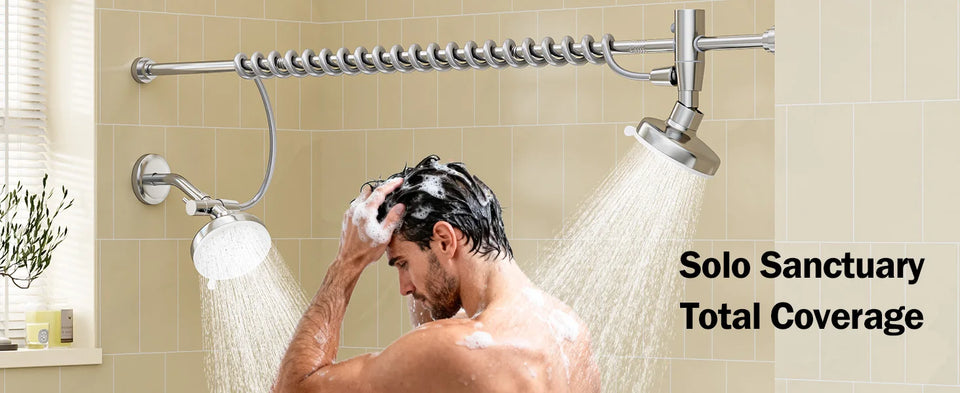 Tandem Shower Head For Couples, Dual Shower Head with Original Adjustable Slider, High Pressure Double Shower Head for Two