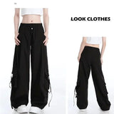 2026 Girl Spring Autumn New Casual Tracksuit Matching Set Korean Elegant Fake Two-piece Hooded Sweatshirt+Loose Cargo Pants Suit