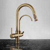 Antique Kitchen Sink Pure Faucet Pull Out Spout Hot Cold Mixer Taps Deck Mount Hot Cold Mixer Taps Purification Kitchen Crane