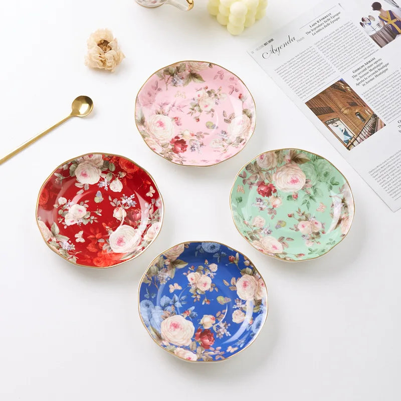 English Camellia Coffee cup & Saucer Set, Light luxury Home afternoon Tea cup and plate, Girls' gift, High appearance level cups