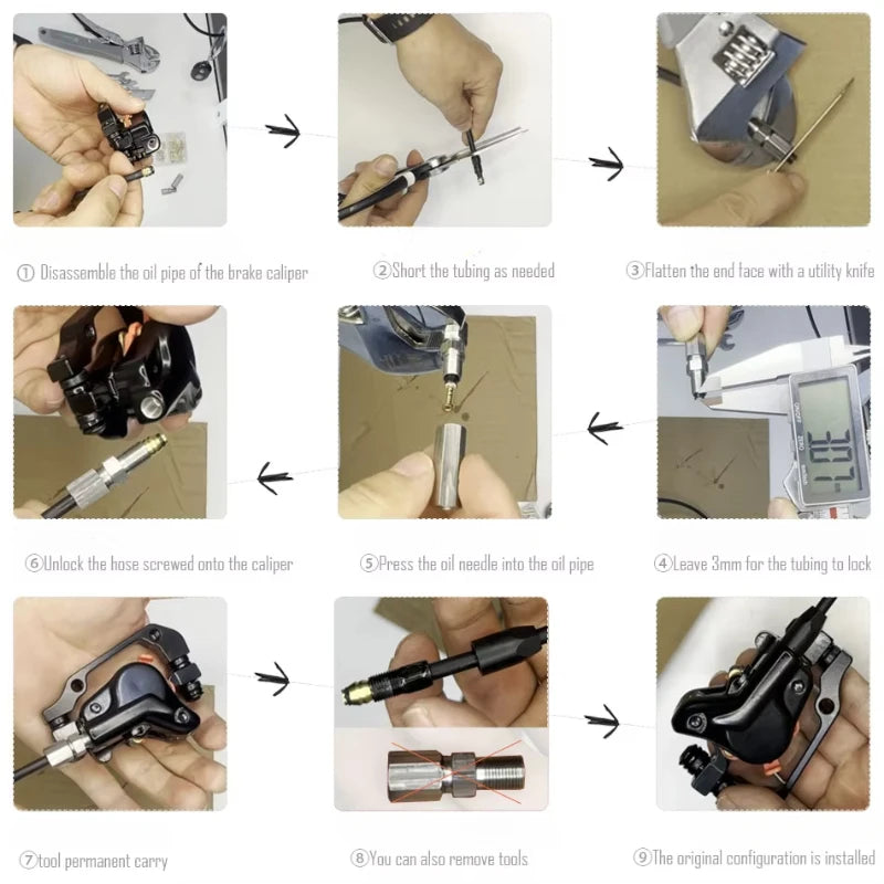 Electric Bicycle Scooter Hydraulic Brake Simple Oil Bleed Needle Pipe Maintenance Repair Tool Connector Lock Pipe Screw Bike