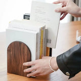 Sharkbang 2pcs/Pair Walnut Solid Wood Book Holder Shelf Desk Books Storage Organizer Bookends School Stationery Supplies