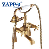 ZAPPO Bathtub Faucet Vintage Telephone Style with Dual Handles Deck mounted bathtub Faucet set Hot and Cold Water Mixer Tap