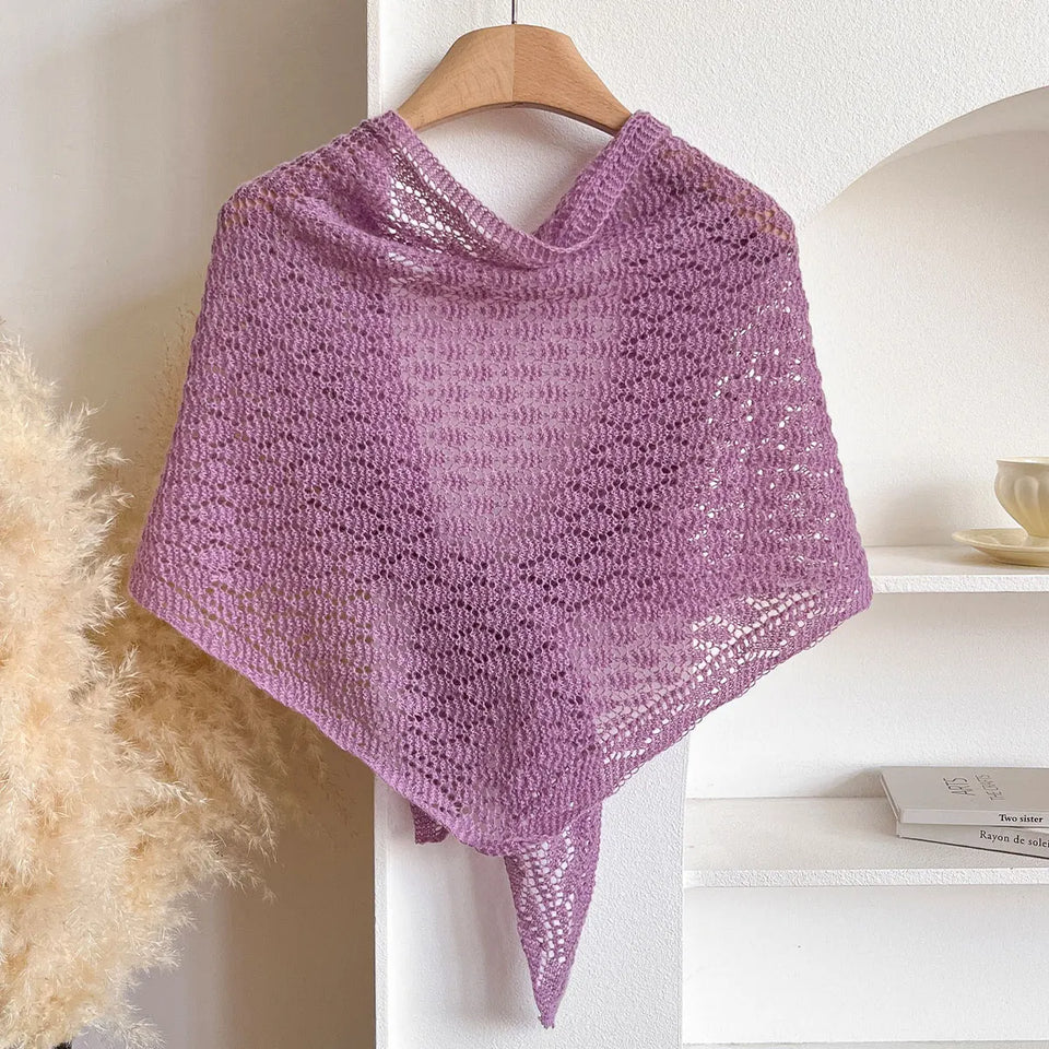 Korean Hollow Out Knitted Shawl Summer Air Conditioning Fake Collar Neck Guard Knit Thin Knotted Cape Shoulder Scarf For Women