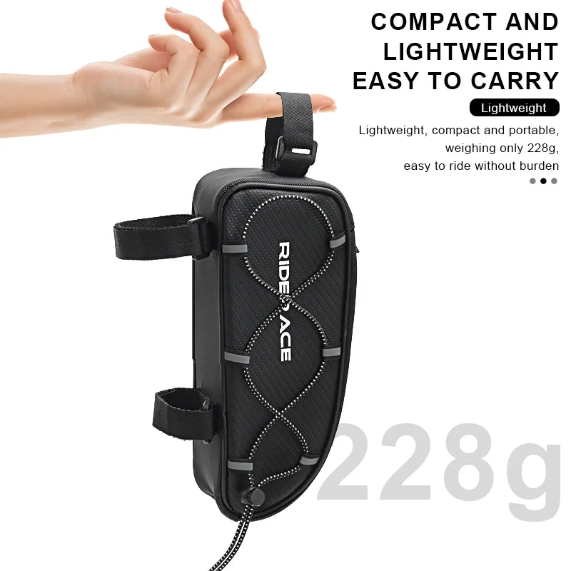 RIDERACE Bicycle Top Tube Bag Portable PU Rainproof Waterproof MTB Gravel Bike Handlebar Front Bag Road Cycling Accessories