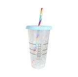 5Pcs Tumbler with Straw Plastic Coffee Cup BPA Free Creative Straw Cup With Logo Change Color Water Bottle 710ml Coffee Tumblers