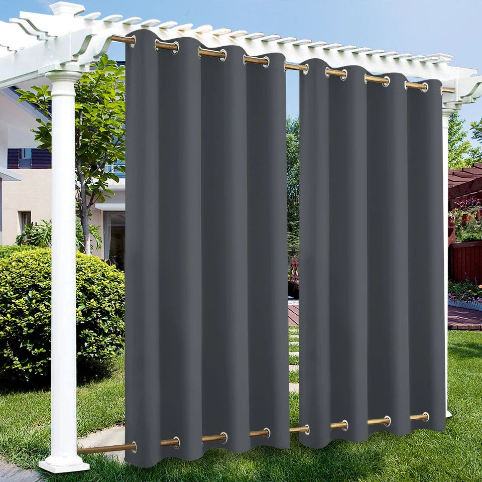 Patio Outdoor Curtain Waterproof Thermal Insulated Double Grommets Sun Block Windproof Window Curtains For Garden Drapes Porch
