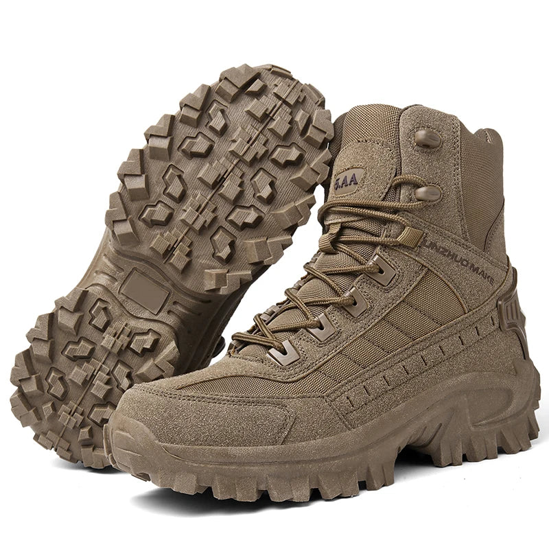 2024 New Winter Work boots Men's Desert Tactical Boots Outdoor Hiking Shoes Men's Leather Desert Combat Ankle Boots Plus Size