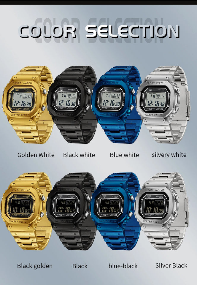 SANDA 2162 Men's Electronic Digital Watch Countdown LED Electronic Night Light Sports Waterproof Men's Electronic Watch